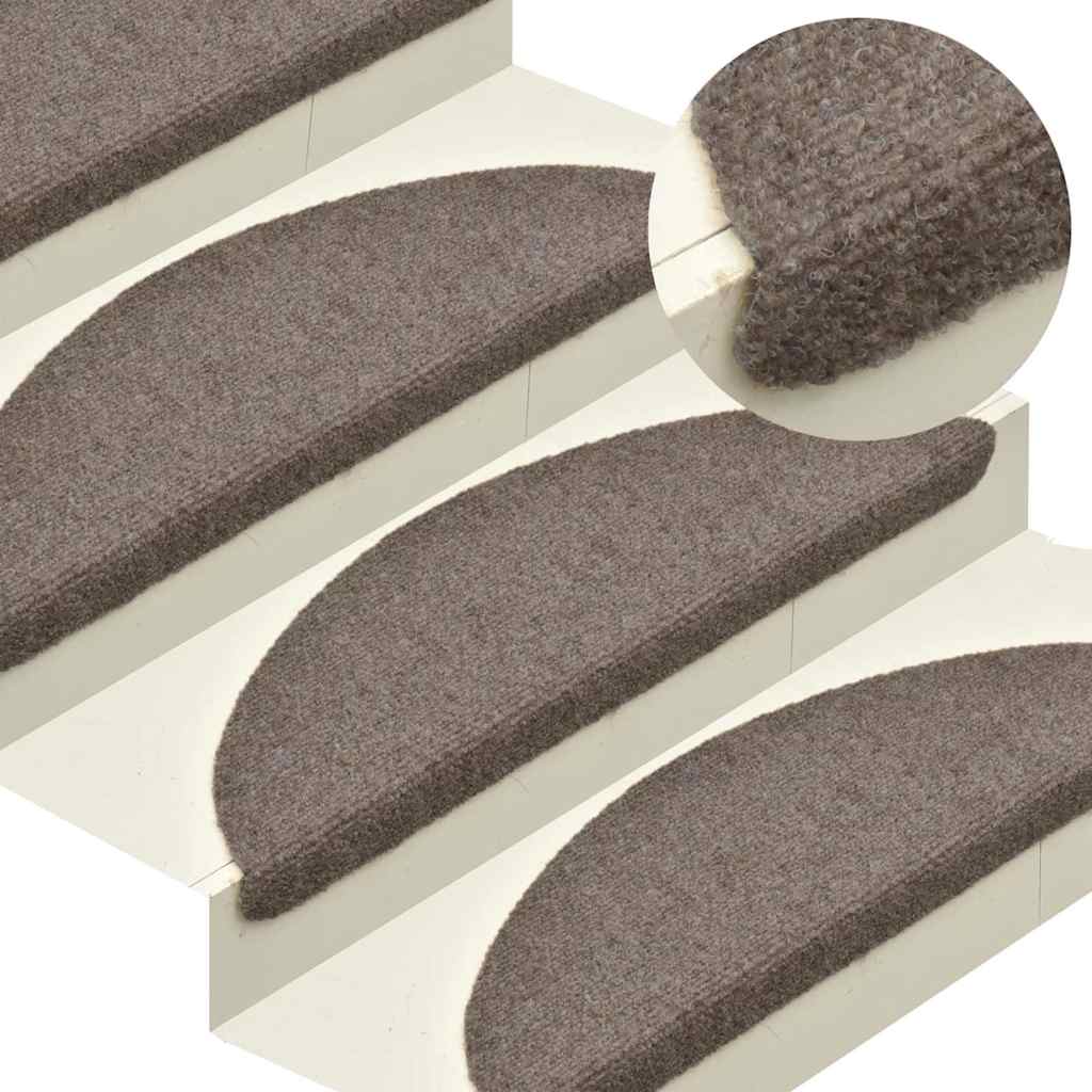 Prostirke za stepenice, samoljepljive, 20 kom. 56x17x3 cm, bež, poluokrugle