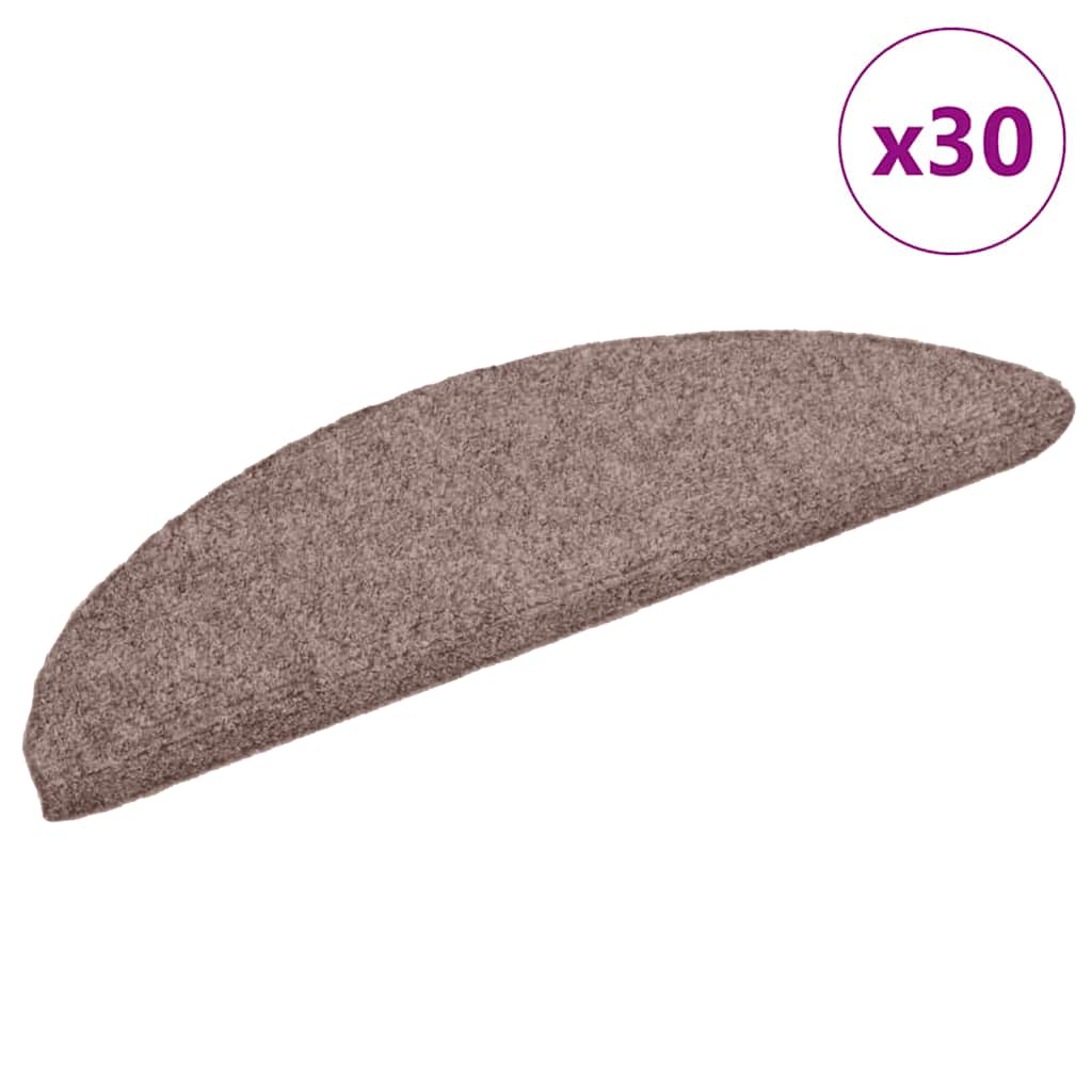 Prostirke za stepenice, samoljepljive, 30 kom 56x17x3 cm, svijetlosmeđe, poluokrugle