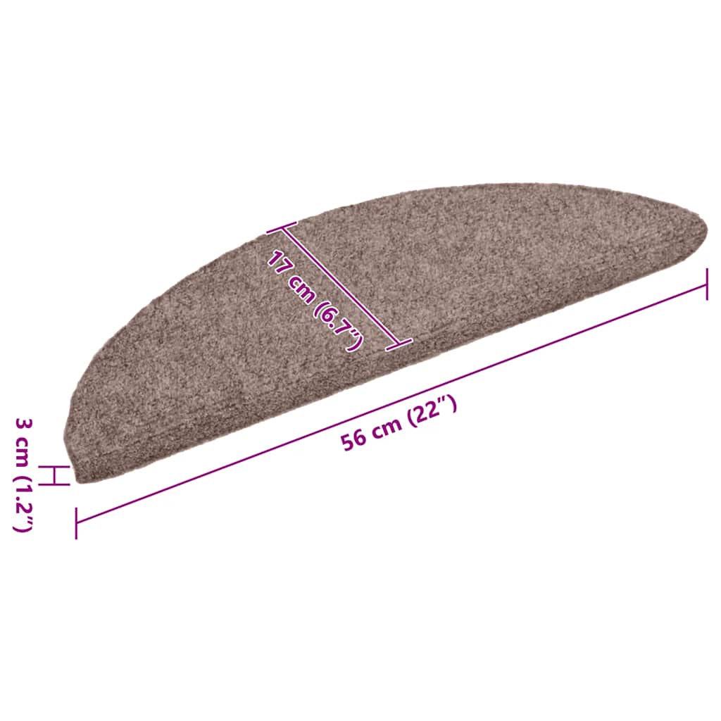 Prostirke za stepenice, samoljepljive, 30 kom 56x17x3 cm, svijetlosmeđe, poluokrugle