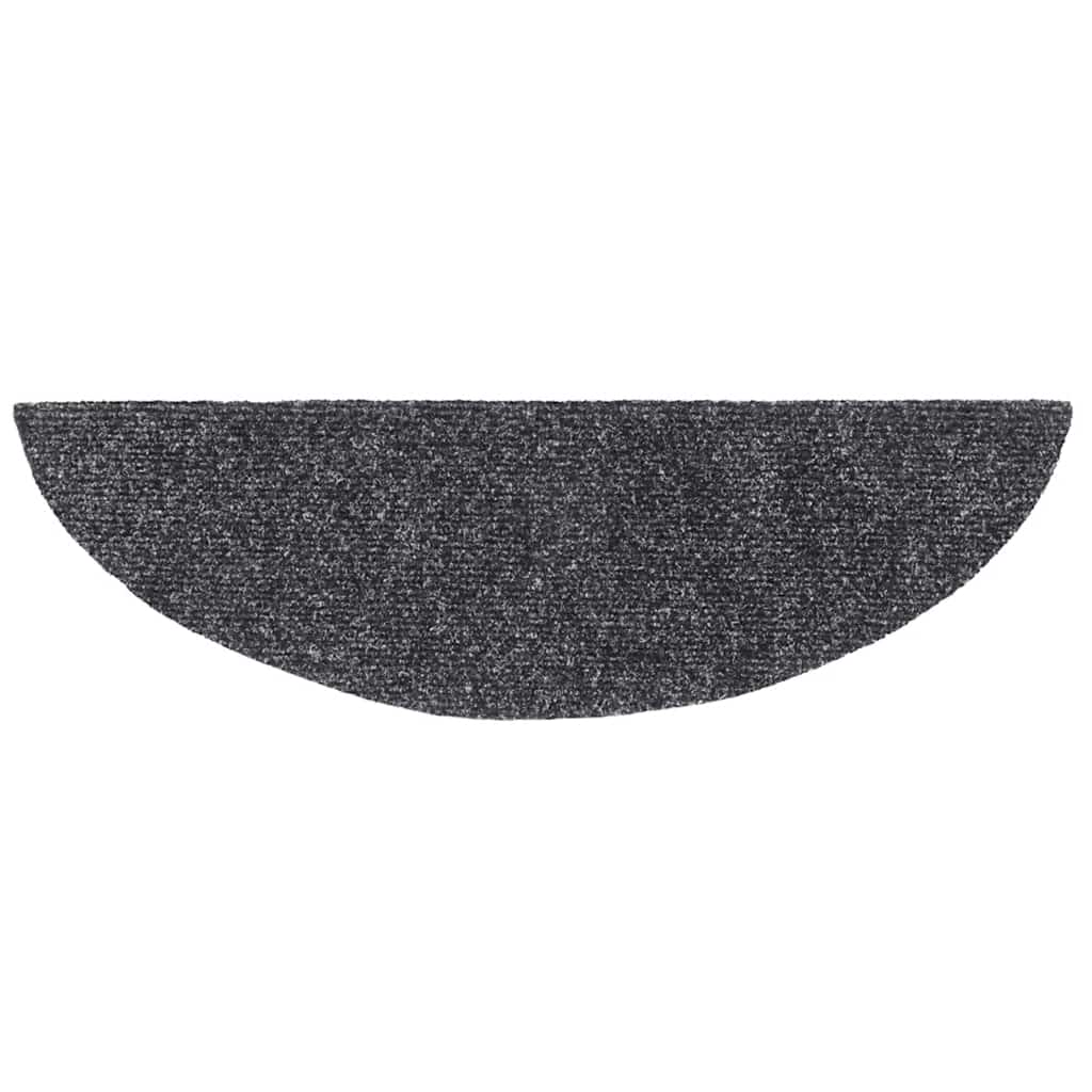 Prostirke za stepenice, samoljepljive, 30 kom, 56x17x3 cm, tamno sive, poluokrugle