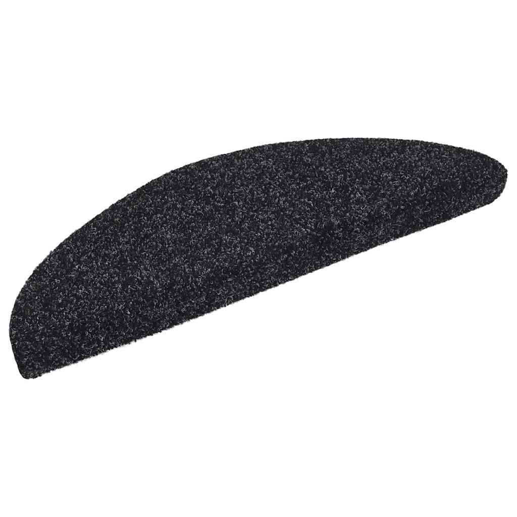 Prostirke za stepenice samoljepljive 30 kom 56x17x3 cm crne poluokrugle