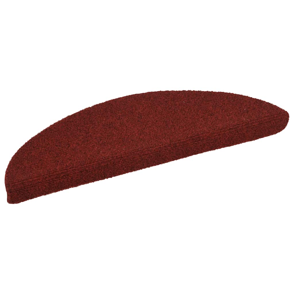 Prostirke za stepenice, samoljepljive, 30 kom, 56x17x3 cm, bordo crvene, poluokrugle