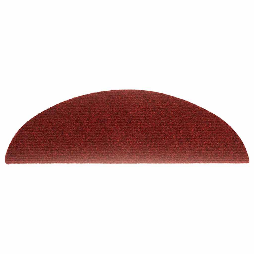 Prostirke za stepenice, samoljepljive, 30 kom, 56x17x3 cm, bordo crvene, poluokrugle