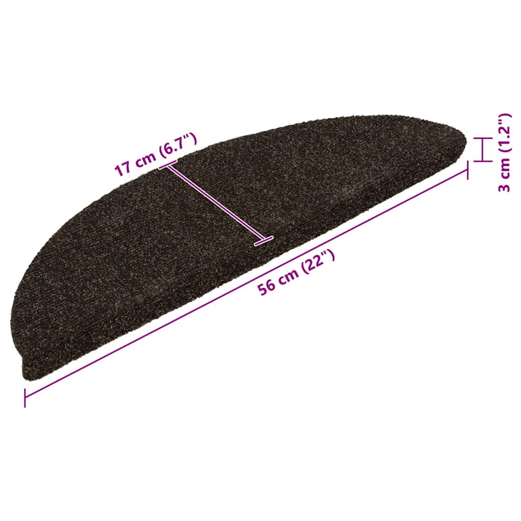 Prostirke za stepenice, samoljepljive, 30 kom, 56x17x3 cm, tamnosmeđe, poluokrugle