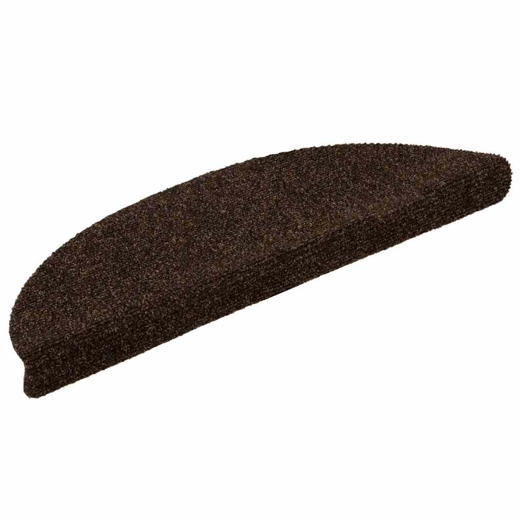 Prostirke za stepenice samoljepljive 30 kom 56x17x3 cm smeđe poluokrugle