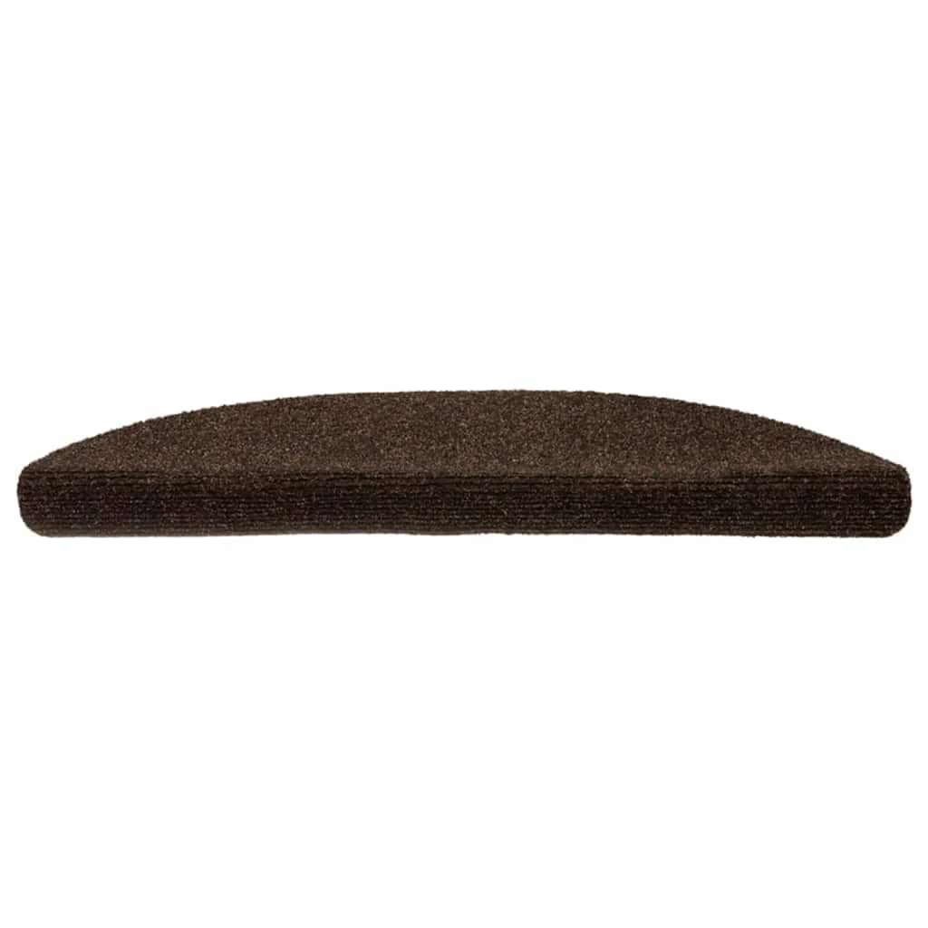 Prostirke za stepenice samoljepljive 30 kom 56x17x3 cm smeđe poluokrugle