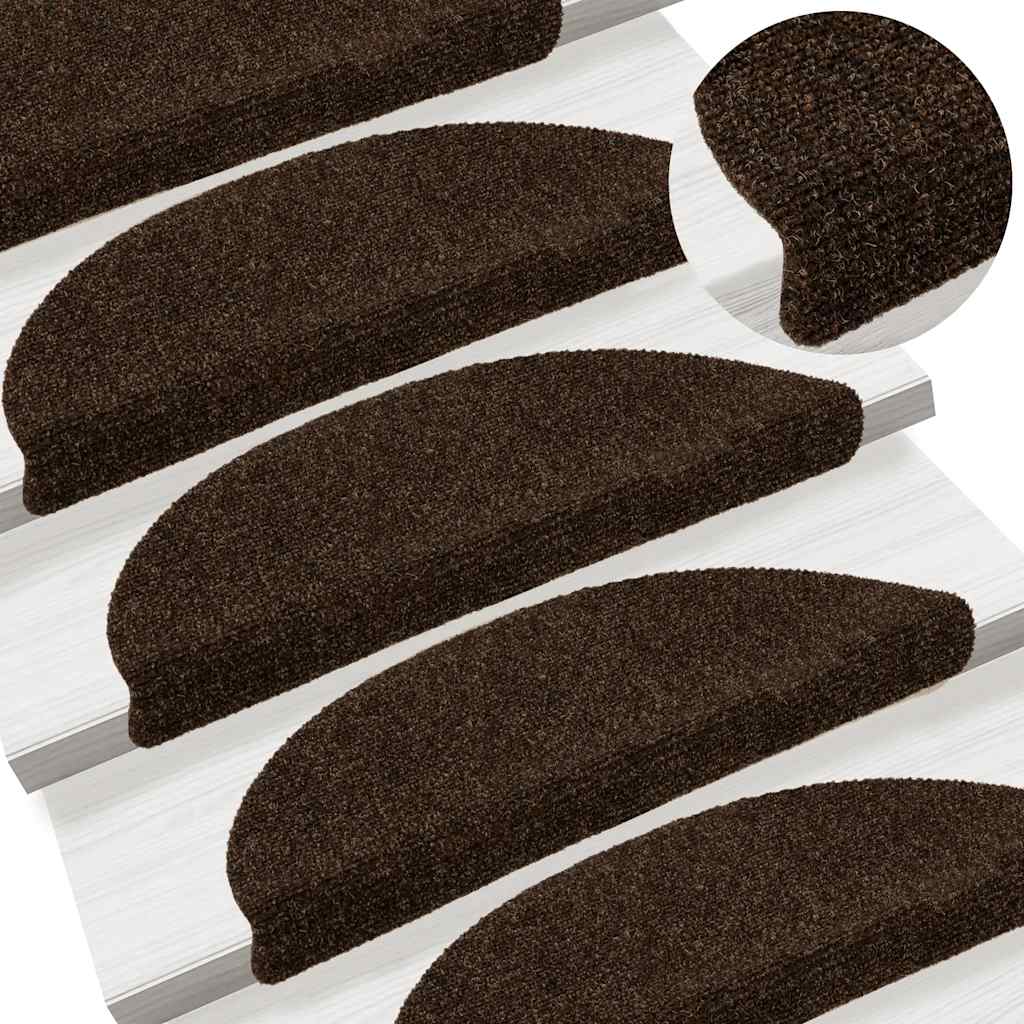 Prostirke za stepenice samoljepljive 30 kom 56x17x3 cm smeđe poluokrugle