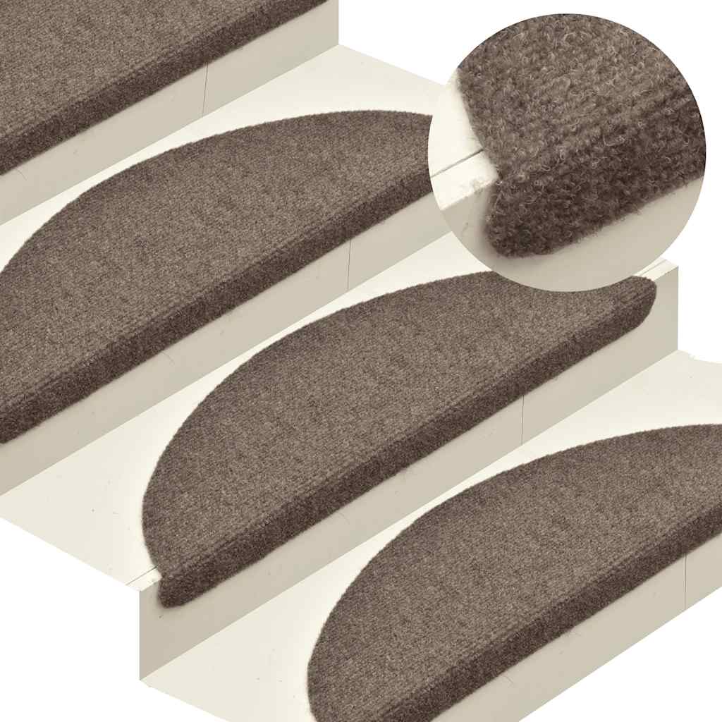 Prostirke za stepenice, samoljepljive, 30 kom, 56x17x3 cm, bež, poluokrugle