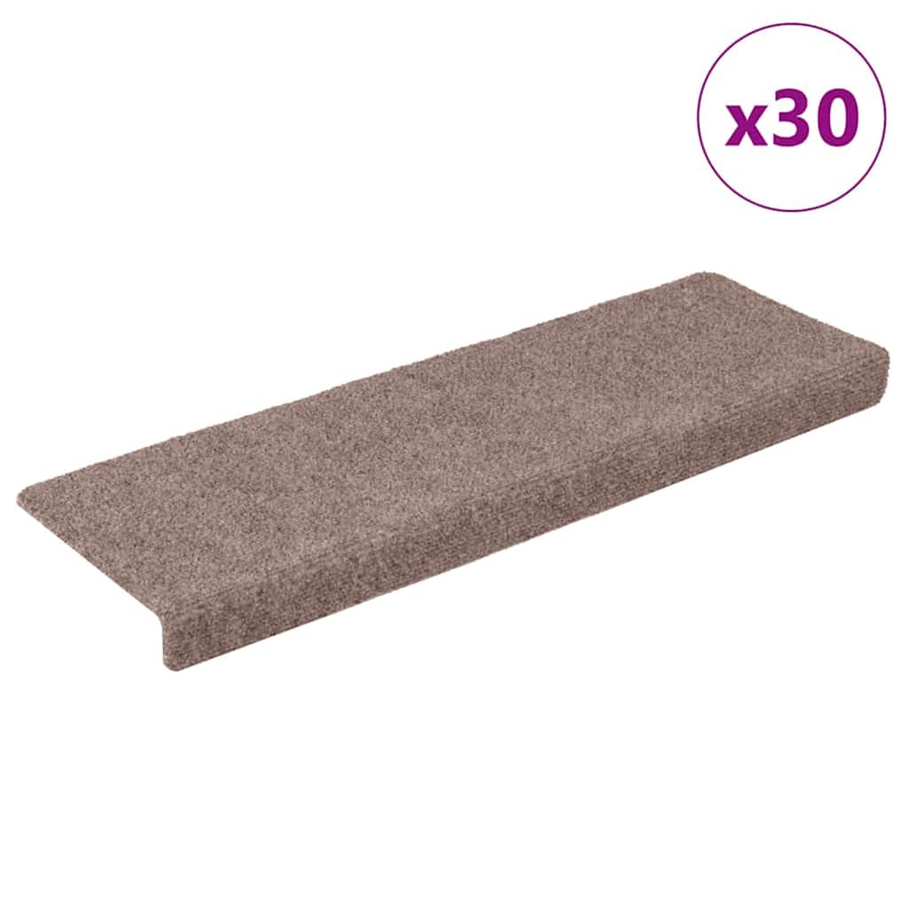 Prostirke za stepenice samoljepljive 30 kom 65x21x4 cm svijetlosmeđa pravokutni rub