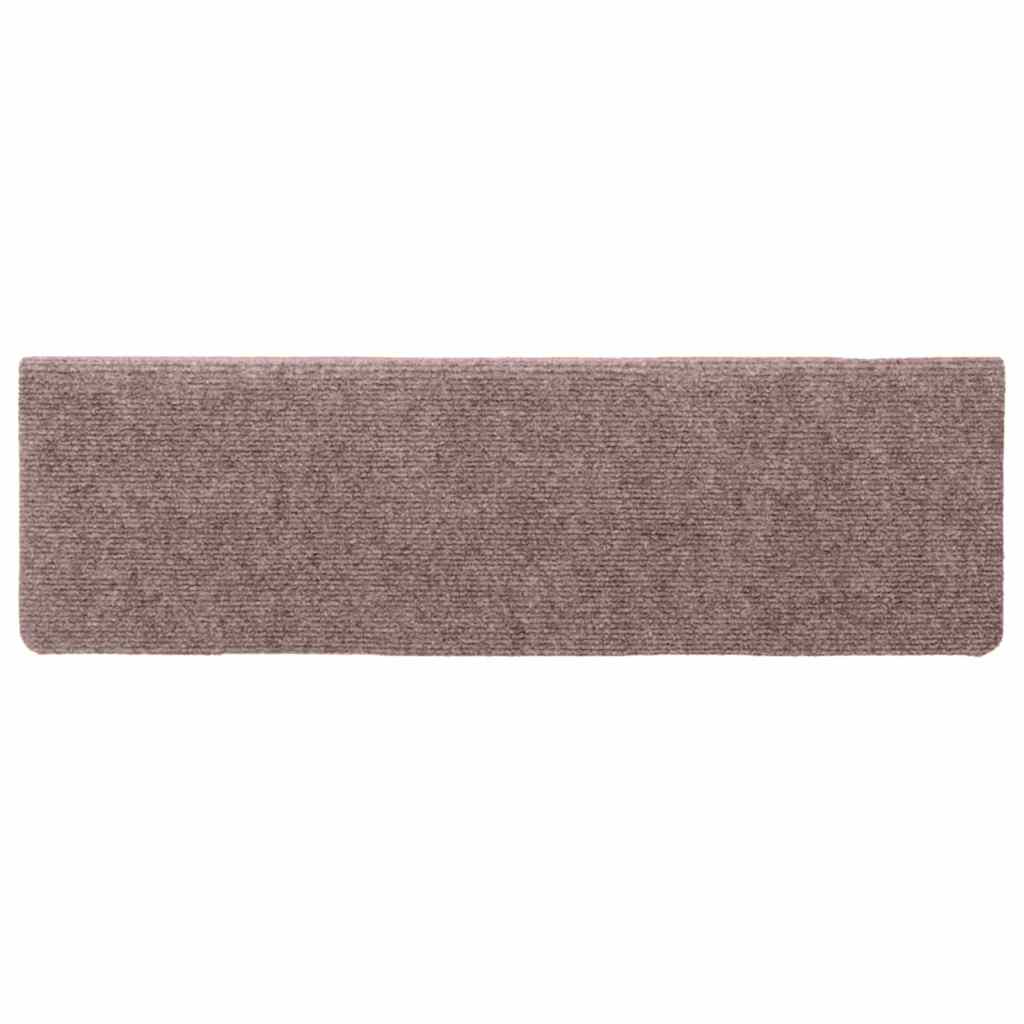 Prostirke za stepenice samoljepljive 30 kom 65x21x4 cm svijetlosmeđa pravokutni rub