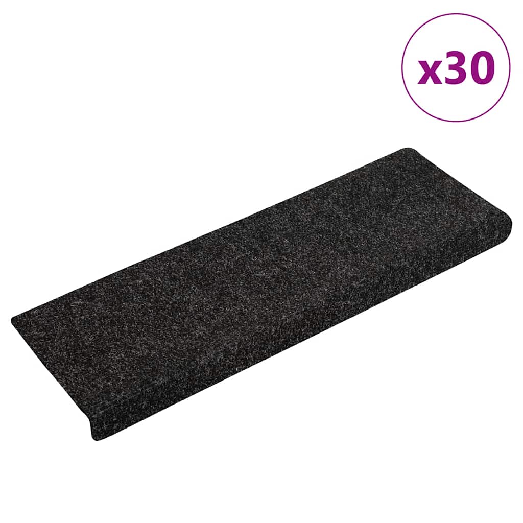 Prostirke za stepenice samoljepljive 30 kom 65x21x4 cm crne pravokutne rubove