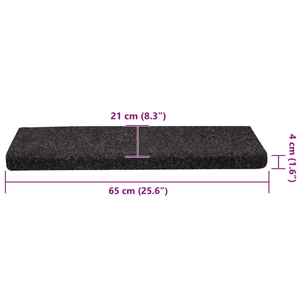 Prostirke za stepenice samoljepljive 30 kom 65x21x4 cm crne pravokutne rubove