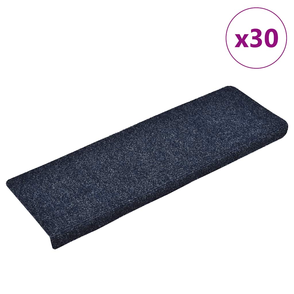 Prostirke za stepenice samoljepljive 30 kom 65x21x4 cm plave pravokutne rubove
