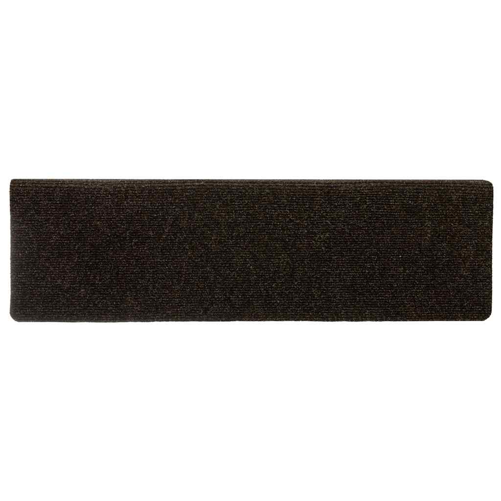 Prostirke za stepenice samoljepljive 30 kom 65x21x4 cm tamnosmeđe pravokutne rubove