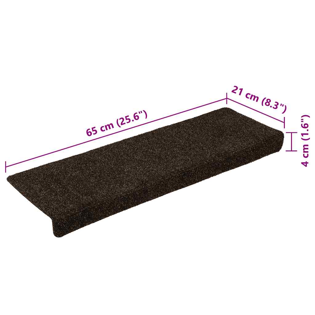 Prostirke za stepenice samoljepljive 30 kom 65x21x4 cm tamnosmeđe pravokutne rubove