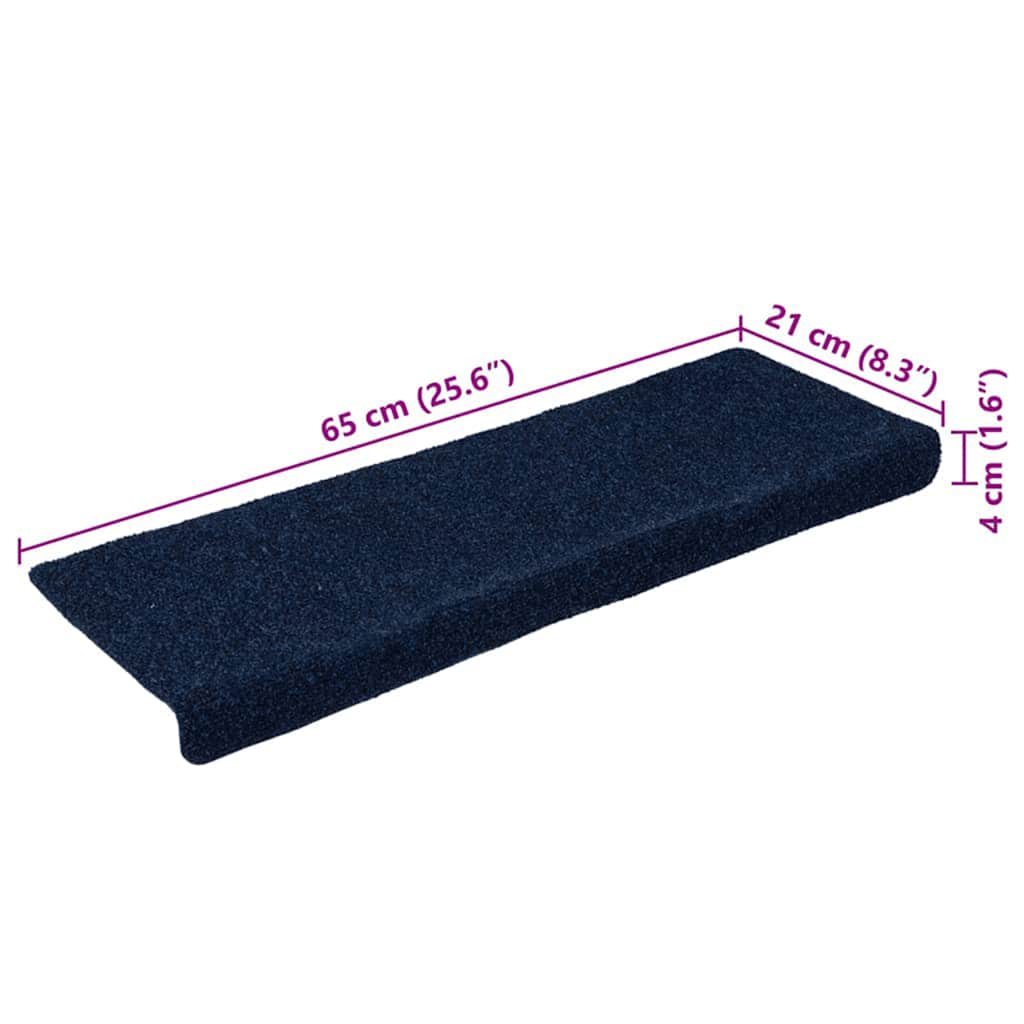 Prostirke za stepenice samoljepljive 30 kom 65x21x4 cm tamnoplave pravokutne rubove