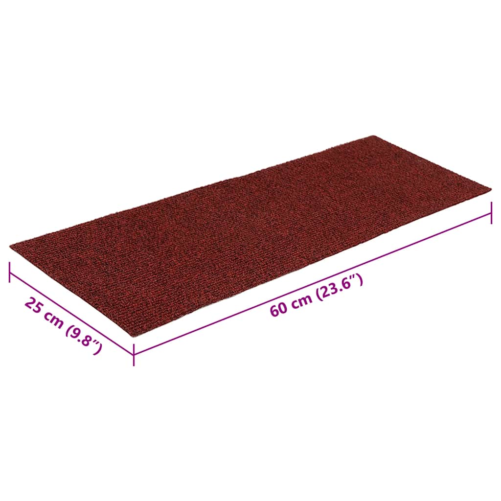Prostirke za stepenice samoljepljive 30 kom 60x25 cm bordo crvene pravokutne