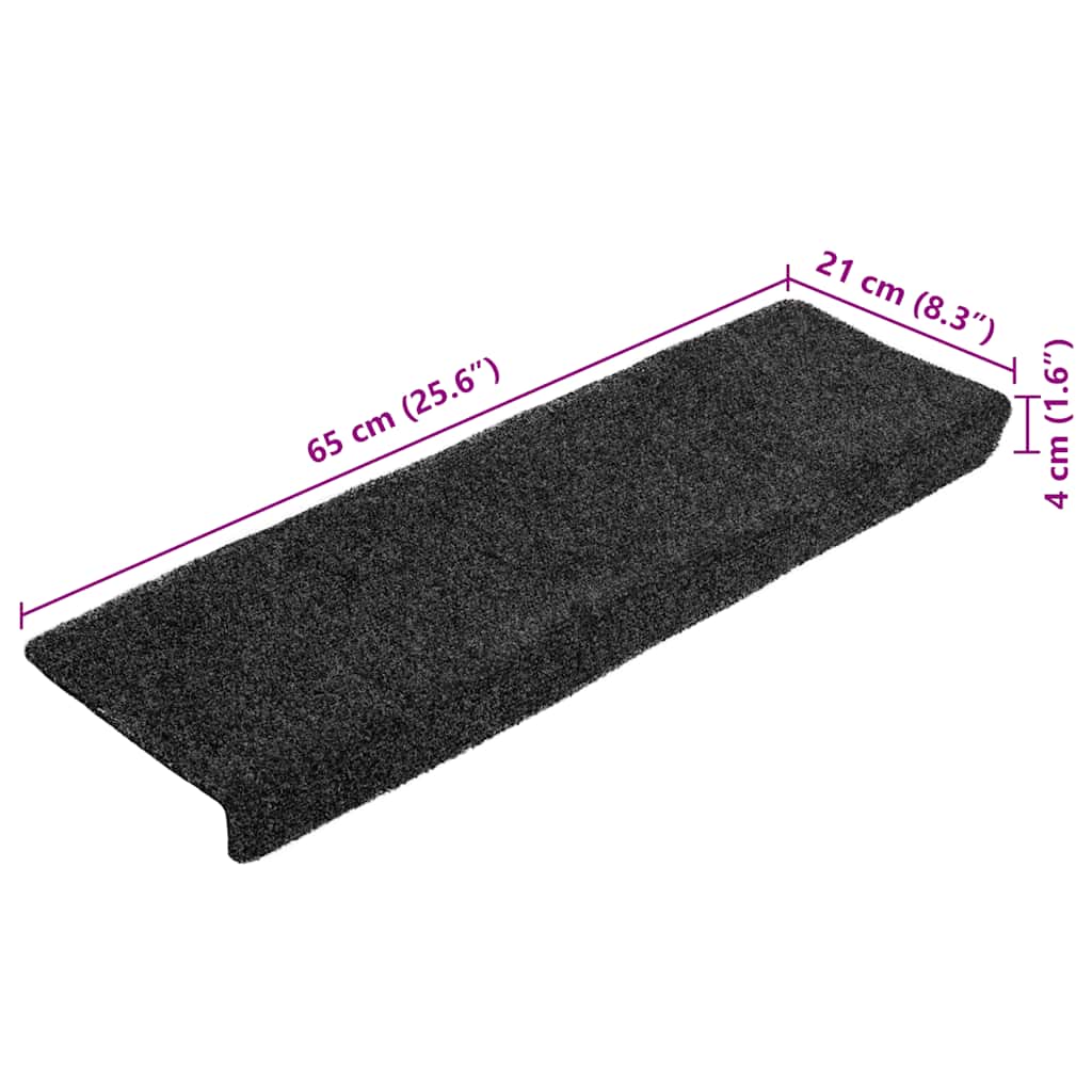 Prostirke za stepenice samoljepljive 20 kom 65x21x4 cm tamnosive pravokutne rubove
