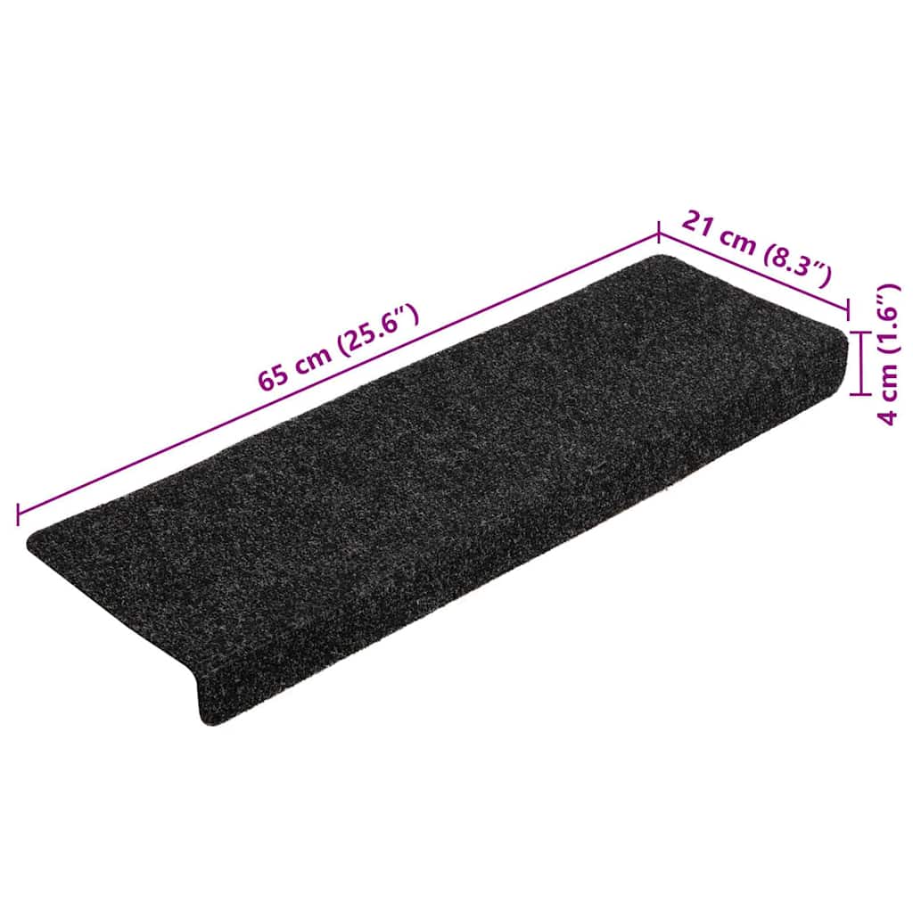 Prostirke za stepenice samoljepljive 20 kom 65x21x4 cm crne pravokutne rubove