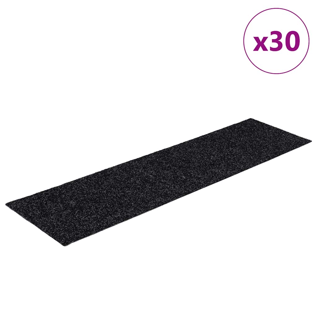 Prostirke za stepenice samoljepljive 30 kom 76x20 cm crne pravokutne