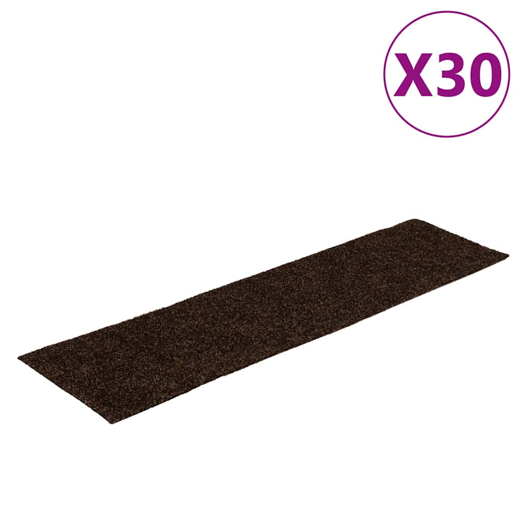 Prostirke za stepenice samoljepljive 30 kom 76x20 cm smeđe pravokutne