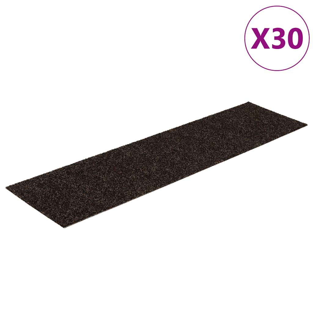 Prostirke za stepenice samoljepljive 30 kom 76x20 cm tamnosmeđe pravokutne