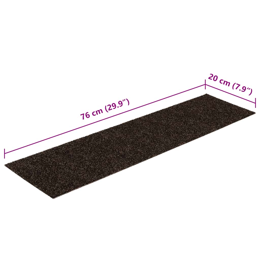 Prostirke za stepenice samoljepljive 30 kom 76x20 cm tamnosmeđe pravokutne