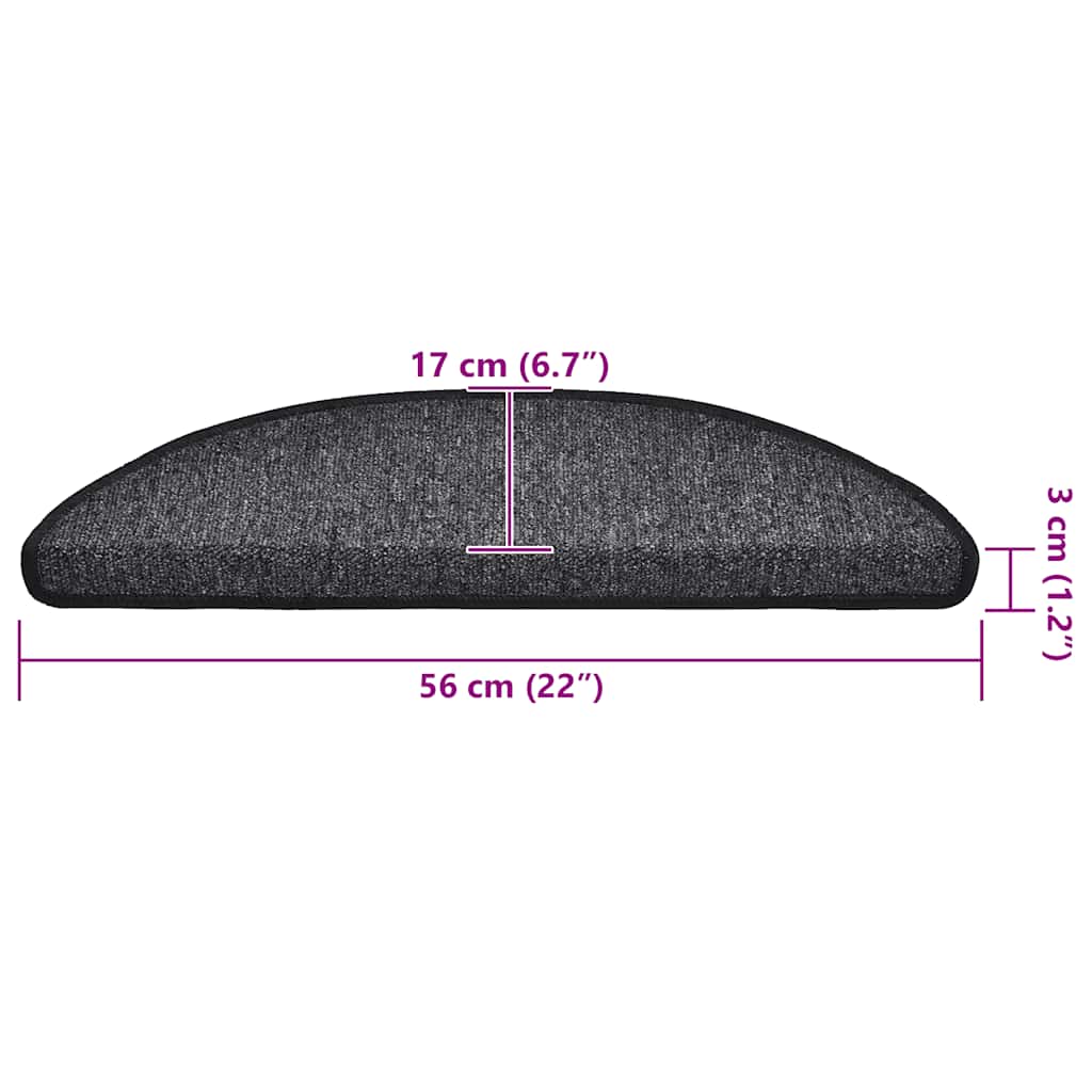 Prostirke za stepenice 30 kom 56x17x3 cm antracit poluokrugle