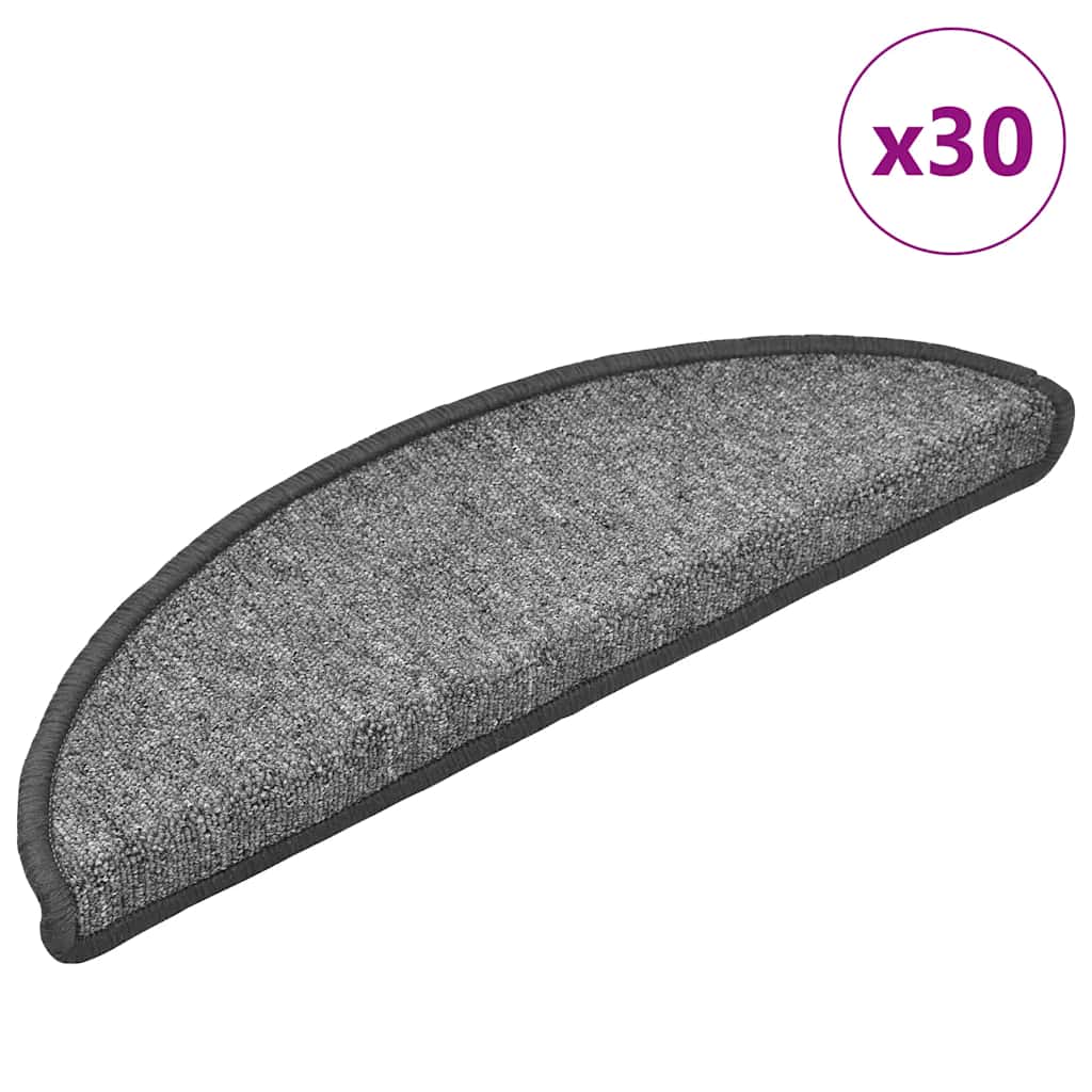 Prostirke za stepenice 30 kom 56x17x3 cm tamno sive poluokrugle