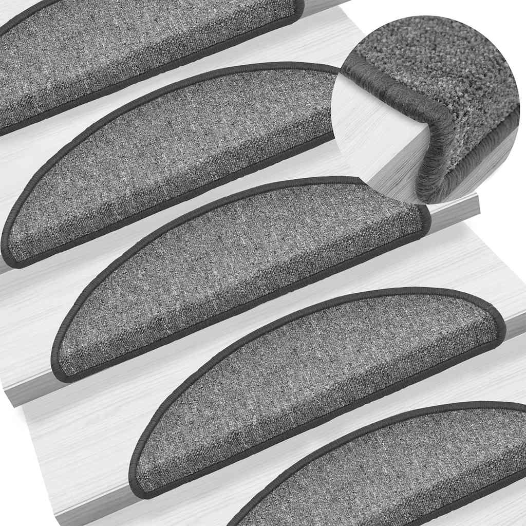 Prostirke za stepenice 30 kom 56x17x3 cm tamno sive poluokrugle