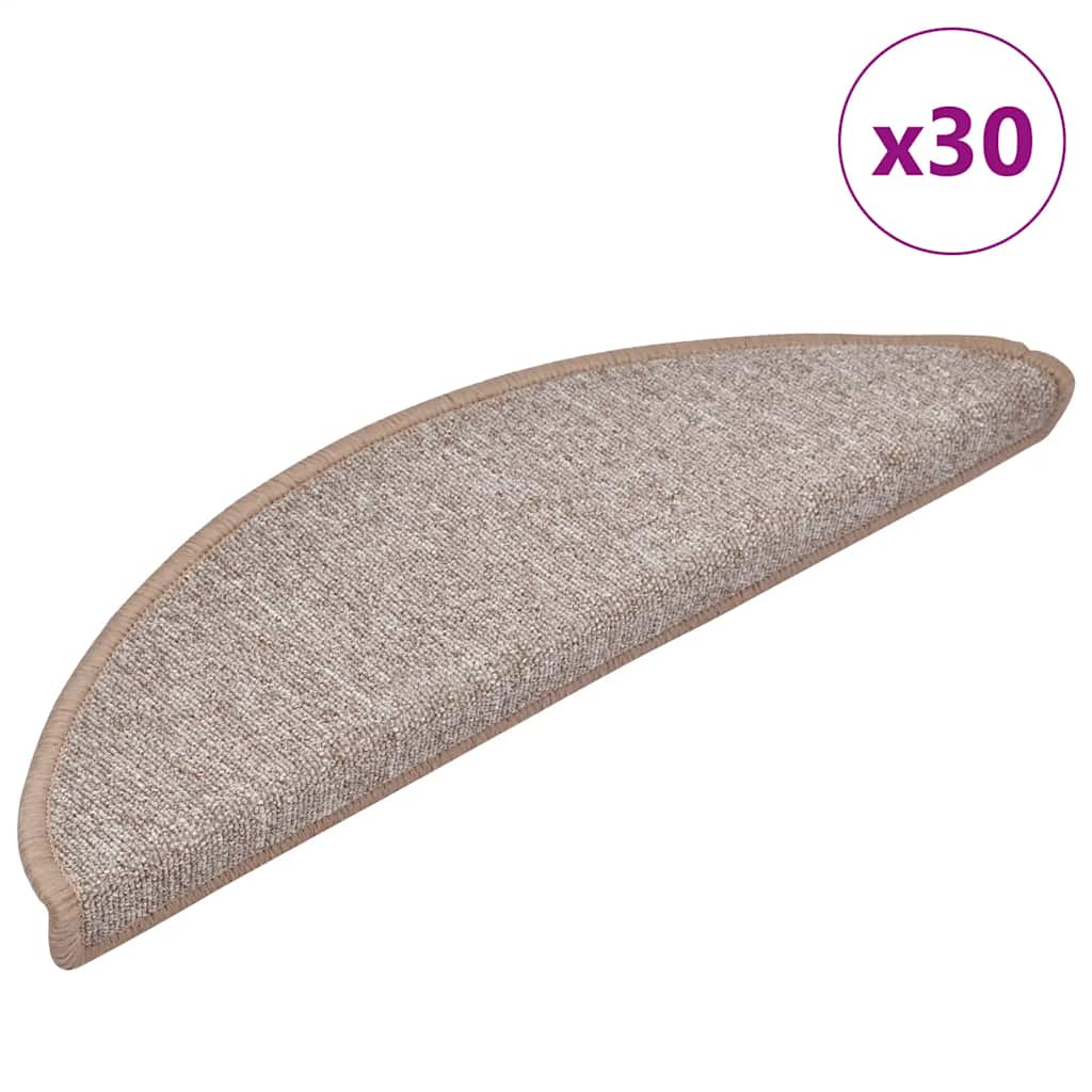 Prostirke za stepenice 30 kom 56x17x3 cm svijetlosmeđe poluokrugle