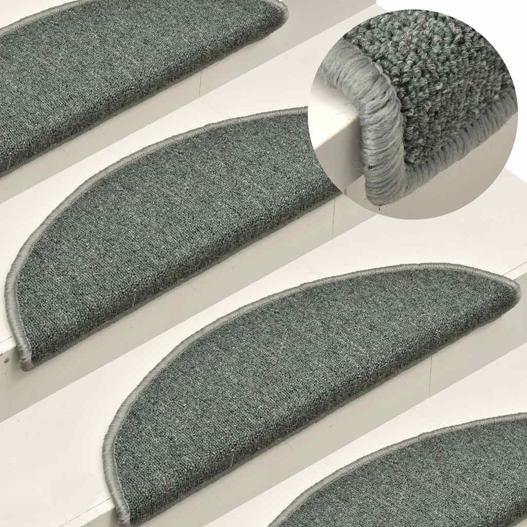 Prostirke za stepenice 30 kom 56x17x3 cm tamnozelene poluokrugle