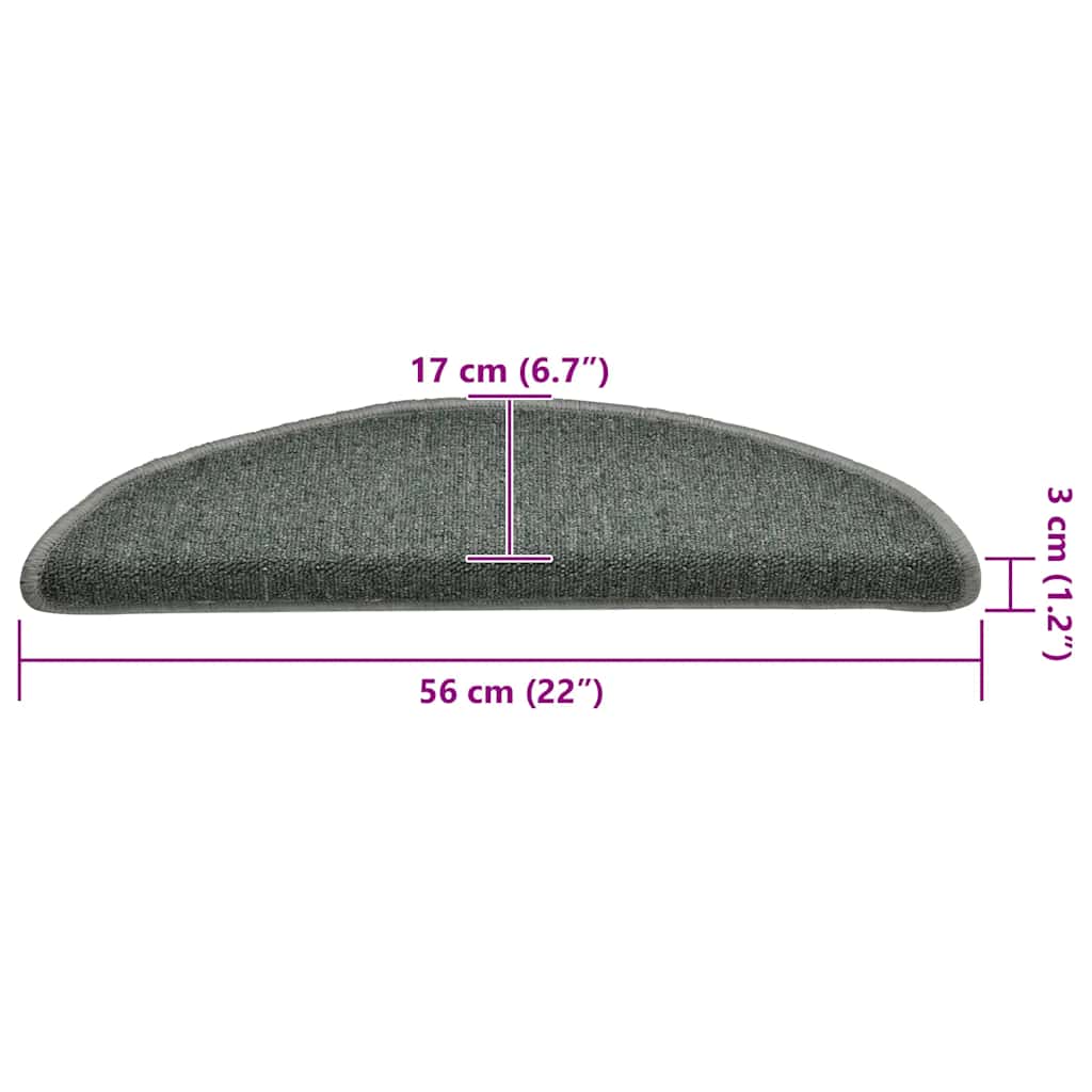 Prostirke za stepenice 30 kom 56x17x3 cm tamnozelene poluokrugle