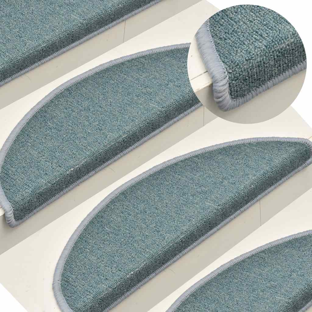 Prostirke za stepenice 30 kom 56x17x3 cm morsko plave poluokrugle