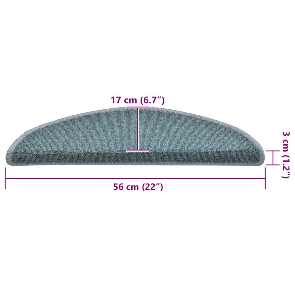 Prostirke za stepenice 30 kom 56x17x3 cm morsko plave poluokrugle