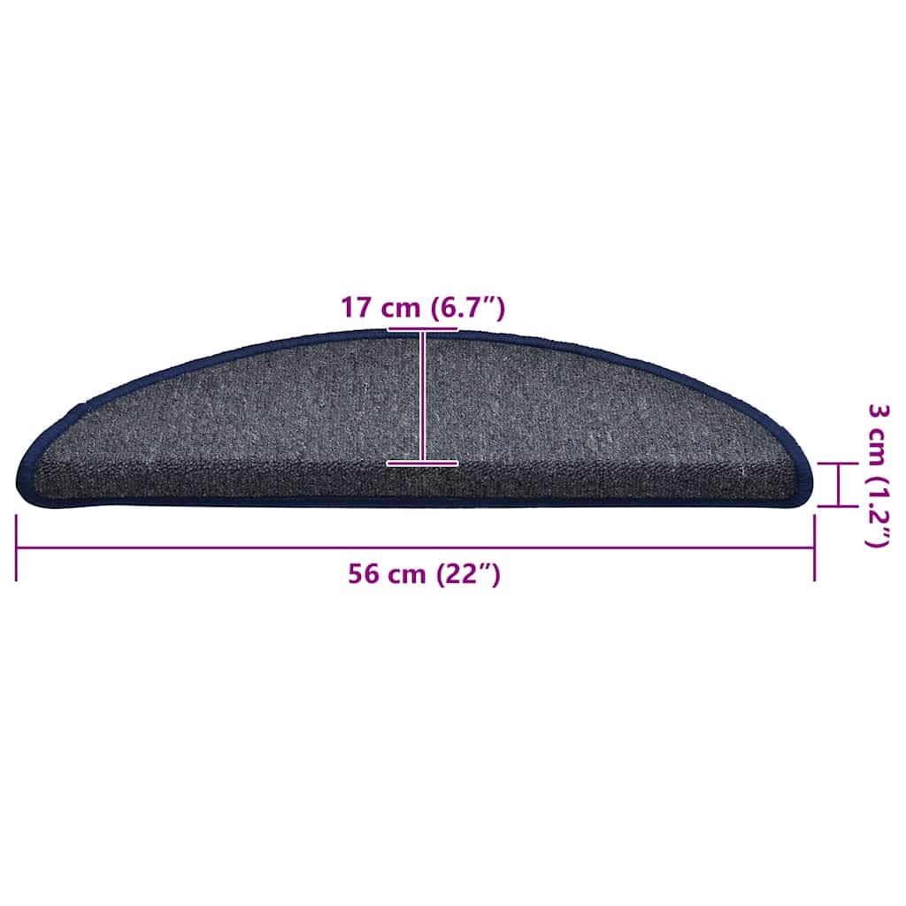 Prostirke za stepenice 30 kom 56x17x3 cm tamno sive i plave poluokrugle