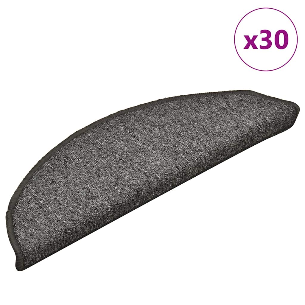 Prostirke za stepenice 30 kom 56x17x3 cm tamno sive poluokrugle