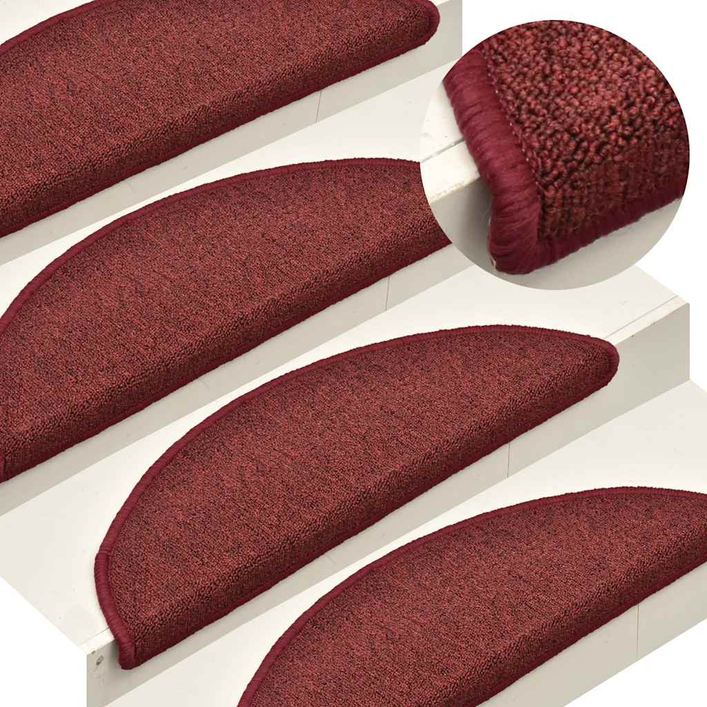 Prostirke za stepenice 30 kom 56x17x3 cm Bordo poluokrugle