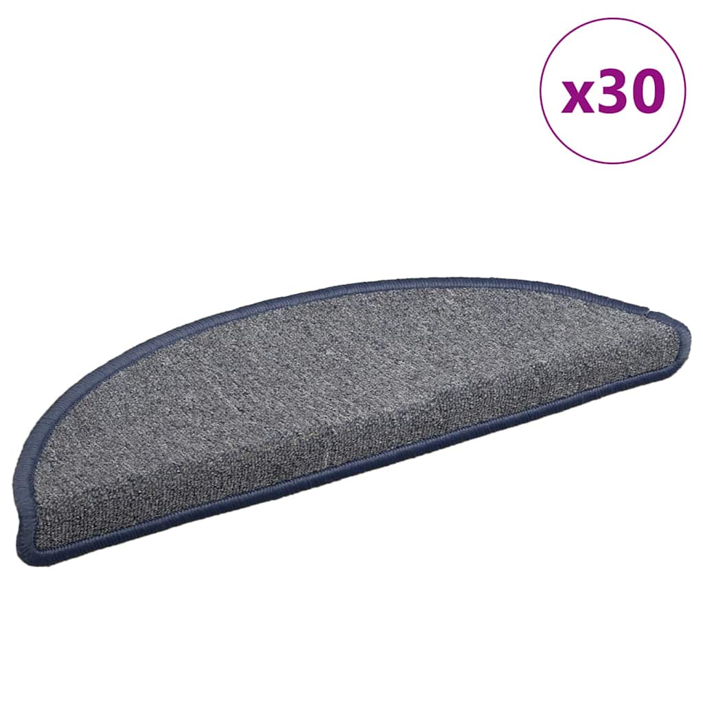 Prostirke za stepenice 30 kom 56x17x3 cm svijetlo sive i plave poluokrugle