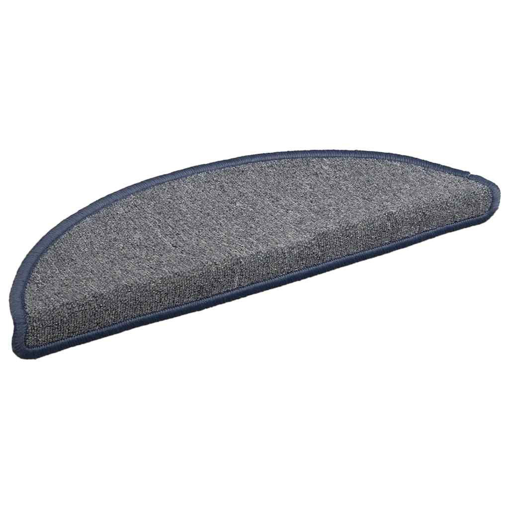 Prostirke za stepenice 30 kom 56x17x3 cm svijetlo sive i plave poluokrugle