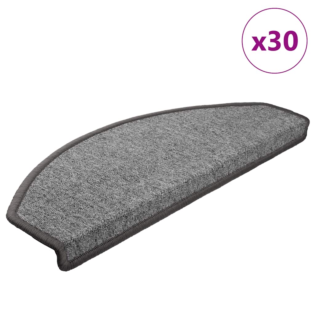 Prostirke za stepenice 30 kom 65x24x4 cm tamno sive poluokrugle velike