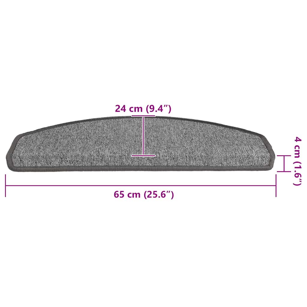 Prostirke za stepenice 30 kom 65x24x4 cm tamno sive poluokrugle velike