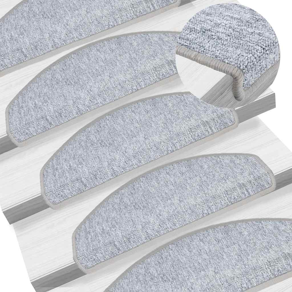 Prostirke za stepenice 30 kom 65x24x4 cm svijetlo sive poluokrugle velike