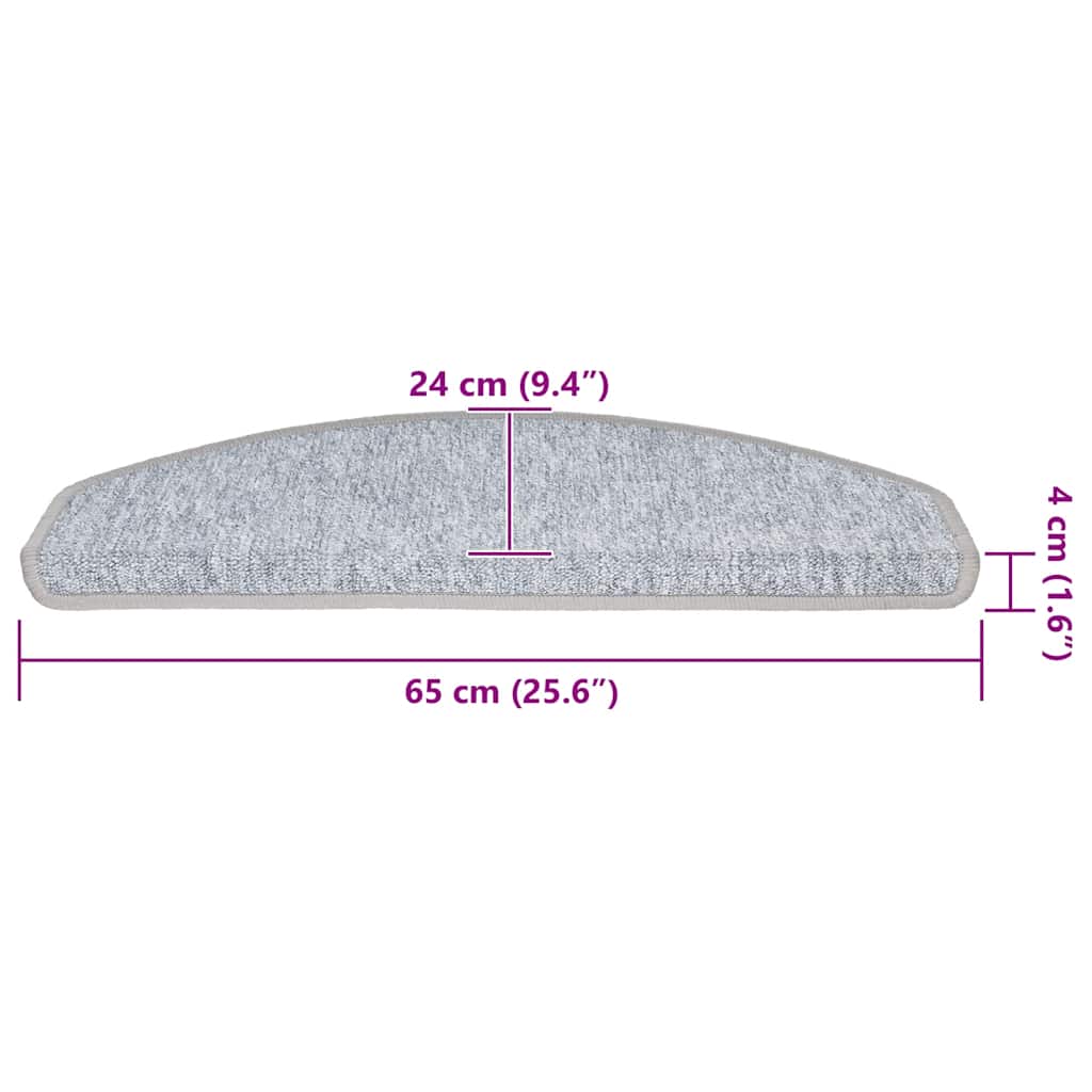 Prostirke za stepenice 30 kom 65x24x4 cm svijetlo sive poluokrugle velike