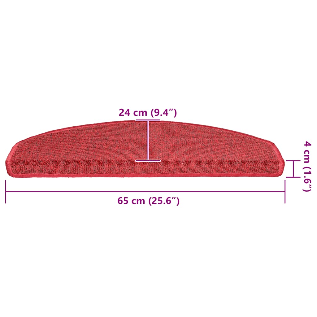Prostirke za stepenice 30 kom 65x24x4 cm crvene poluokrugle velike