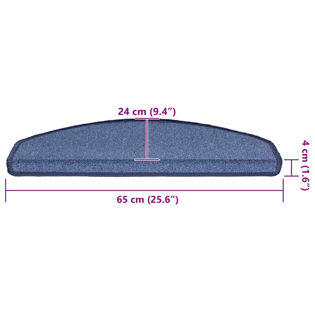 Prostirke za stepenice 30 kom 65x24x4 cm plave poluokrugle velike