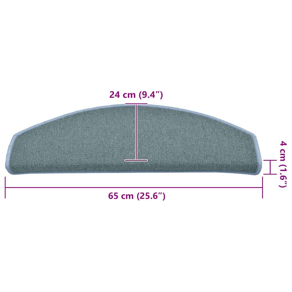 Prostirke za stepenice 30 kom 65x24x4 cm morsko plave poluokrugle velike