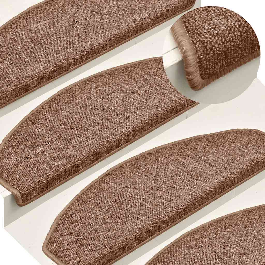 Prostirke za stepenice 30 kom 65x24x4 cm Smeđe poluokrugle velike