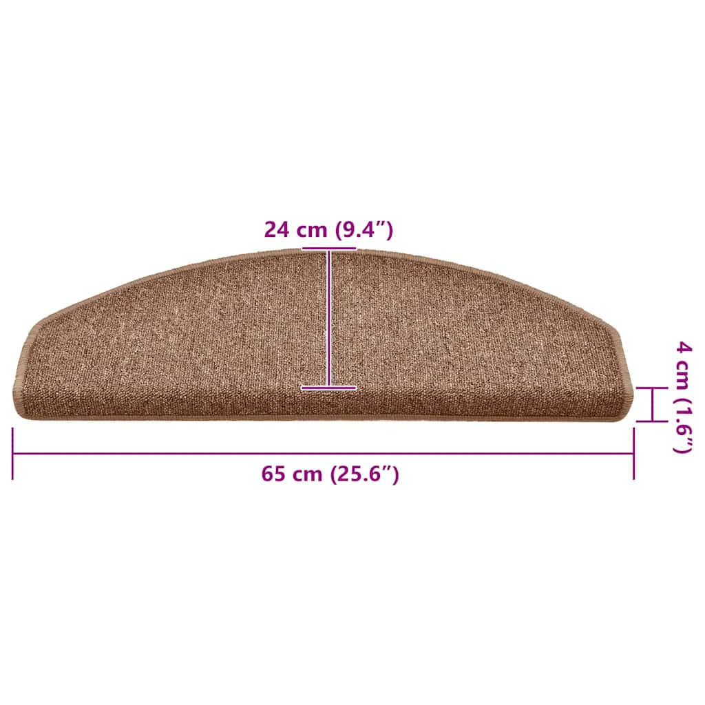 Prostirke za stepenice 30 kom 65x24x4 cm Smeđe poluokrugle velike
