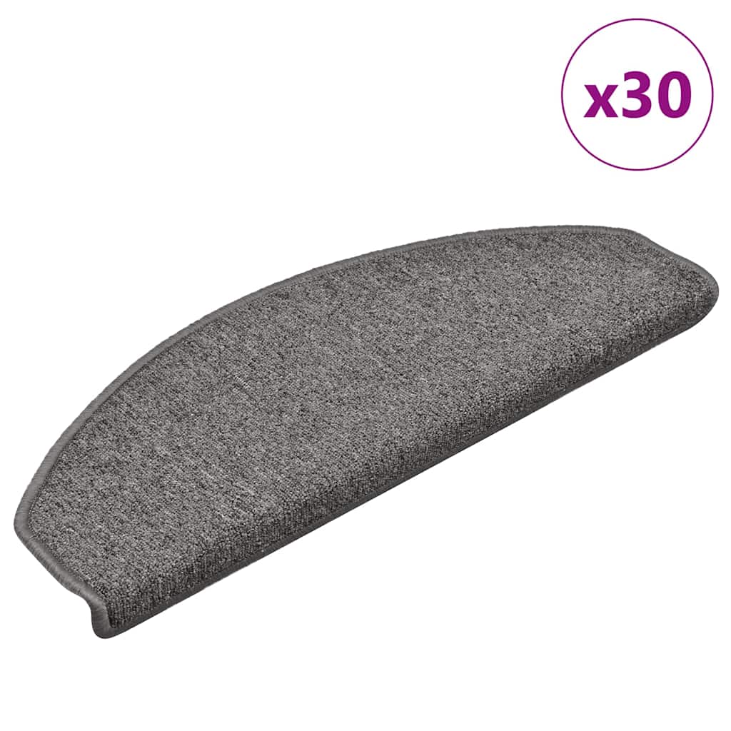 Prostirke za stepenice 30 kom 65x24x4 cm tamno sive poluokrugle velike